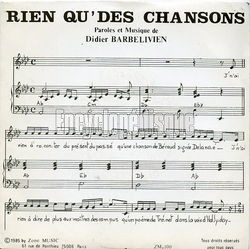 [Pochette de Rien qu’des chansons (Didier BARBELIVIEN)]