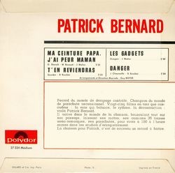 [Pochette de Ma ceinture papa, j’ai peur maman (Patrick BERNARD) - verso]