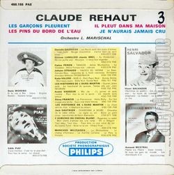 [Pochette de Les garons pleurent (Claude Rehaut) - verso]