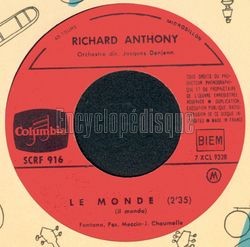 [Pochette de Le Monde (Il mondo) (Richard ANTHONY)]