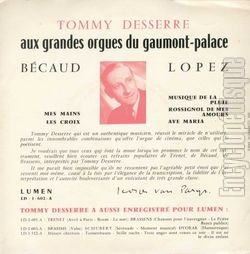 [Pochette de Tommy Desserre  l’orgue de Cinma (Tommy DESSERRE) - verso]