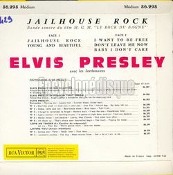 [Pochette de Le rock du bagne "Jailhouse Rock" (B.O.F.  Films ) - verso]