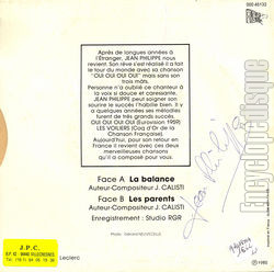 [Pochette de La balance (Jean PHILIPPE (2)) - verso]