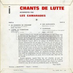 [Pochette de Chants de lutte (Les CAMARADES) - verso]