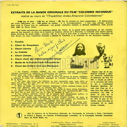[Pochette de Colombie inconnue (B.O.F.  Films ) - verso]
