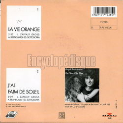 [Pochette de La vie orange (Angelo BRANDUARDI) - verso]