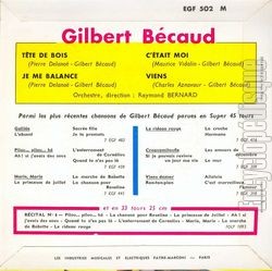 [Pochette de Tte de bois (Gilbert BCAUD) - verso]