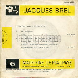 [Pochette de Madeleine (Jacques BREL) - verso]