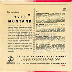 [Pochette de Grands Boulevards (Yves MONTAND) - verso]