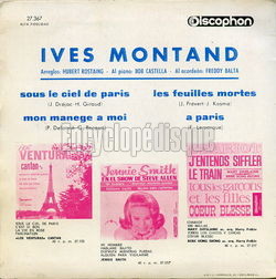 [Pochette de Sous le ciel de Paris (Ives MONTAND) - verso]