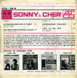 [Pochette de SONNY & CHER -  Je m’en balance car je t’aime  (Les FRANCOPHILES) - verso]