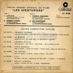 [Pochette de Les aventuriers (B.O.F.  Films ) - verso]