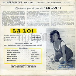 [Pochette de La Loi (B.O.F.  Films ) - verso]