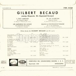 [Pochette de La vie d’garon (Gilbert BCAUD) - verso]