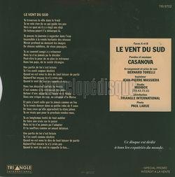 [Pochette de Le vent du sud (CASANOVA) - verso]