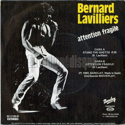[Pochette de Stand the ghetto (Bernard LAVILLIERS) - verso]