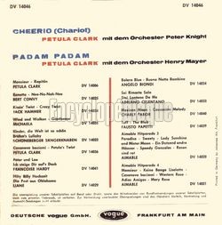 [Pochette de Cheerio (Petula CLARK) - verso]