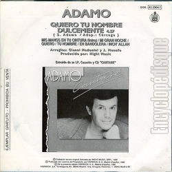 [Pochette de Quiero tu nombre dulcemente (Salvatore ADAMO) - verso]