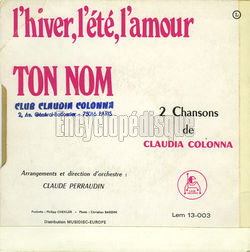 [Pochette de L’hiver, t, amour (Claudia COLONNA) - verso]