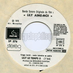 [Pochette de Lily, aime-moi (B.O.F.  Films ) - verso]