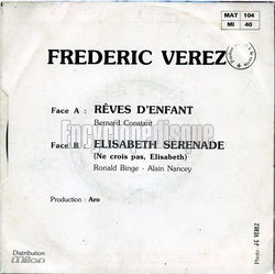 [Pochette de Rves d’enfants (Frdric VEREZ) - verso]