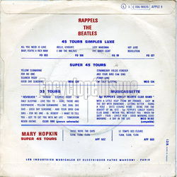 [Pochette de Mary HOPKIN -  Prince en Avignon  (Les FRANCOPHILES) - verso]