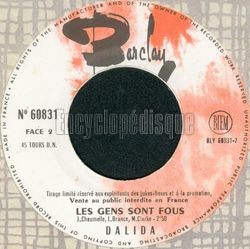 [Pochette de Les grilles de ma maison (DALIDA) - verso]