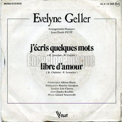 [Pochette de J’cris quelques mots (Evelyne GELLER) - verso]