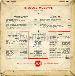 [Pochette de Les oiseaux du musette (TRIO MUSETTE DE PARIS) - verso]