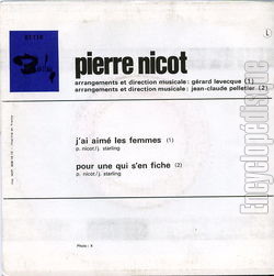 [Pochette de J’ai aim les femmes (Pierre NICOT) - verso]