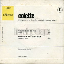 [Pochette de Un petit air de rien (COLETTE) - verso]