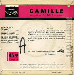 [Pochette de Les parapluies de septembre (CAMILLE) - verso]