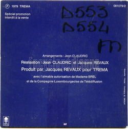 [Pochette de Le monde de Jacques Brel (Le GRAND ORCHESTRE DE RTL) - verso]