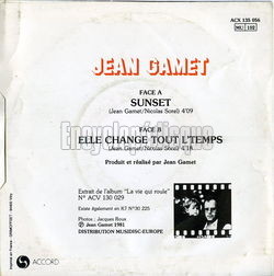 [Pochette de Sunset (Jean GAMET) - verso]