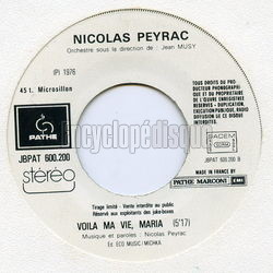 [Pochette de Marylin (Nicolas PEYRAC) - verso]