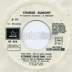 [Pochette de Je cherche l’or du temps (Charles DUMONT et Franois PRIER)]