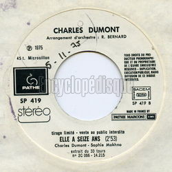 [Pochette de Je cherche l’or du temps (Charles DUMONT et Franois PRIER) - verso]