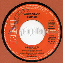 [Pochette de Debout en haut du toit / Sidonie (GRIMALDI/ZEIHER) - verso]