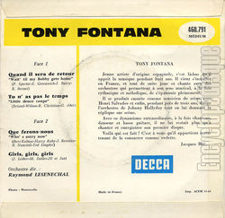 [Pochette de Quand il sera de retour (Tony FONTANA) - verso]