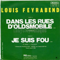 [Pochette de Dans les rues d’Oldsmobile (Louis FEYRABEND) - verso]