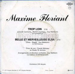 [Pochette de Trop loin (Maxime FLORIANT) - verso]