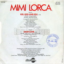 [Pochette de Kid, kiss and kill (Mimi LORCA) - verso]