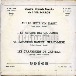 [Pochette de Ah ! Le petit vin blanc (Lina MARGY) - verso]