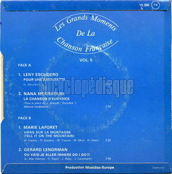 [Pochette de Les grands moments de la chanson franaise vol.5 (Les GRANDS MOMENTS DE LA CHANSON FRANAISE) - verso]