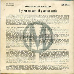 [Pochette de Il y eut un soir, il y eut un matin (Marie-Claire PICHAUD) - verso]