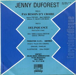 [Pochette de Pas besoin d’y croire (Jenny DUFOREST) - verso]