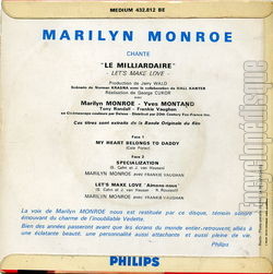 [Pochette de Le milliardaire (B.O.F.  Films ) - verso]