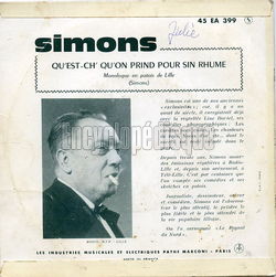 [Pochette de Qu’est ch’qu’on prind pour sin rhume ! (SIMONS) - verso]