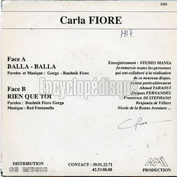 [Pochette de Balla-Balla (Carla FIORE) - verso]