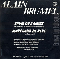 [Pochette de Envie de l’aimer (Alain BRUMEL) - verso]
